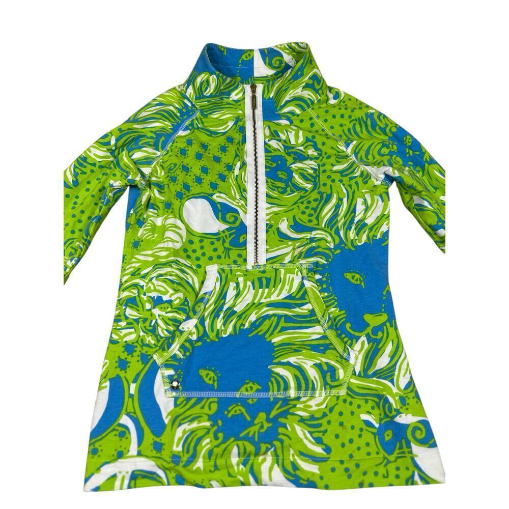 Lilly Pulitzer Skipper Popover Pullover Green Blue Print Size Small - Picture 3 of 9